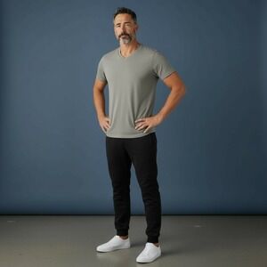 BYLT Premium Basics Signature V Neck T Shirt Mens Large‎ Gray Short Sleeve Top